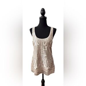 Express Cream Tea Sleeveless Crochet Lace Top